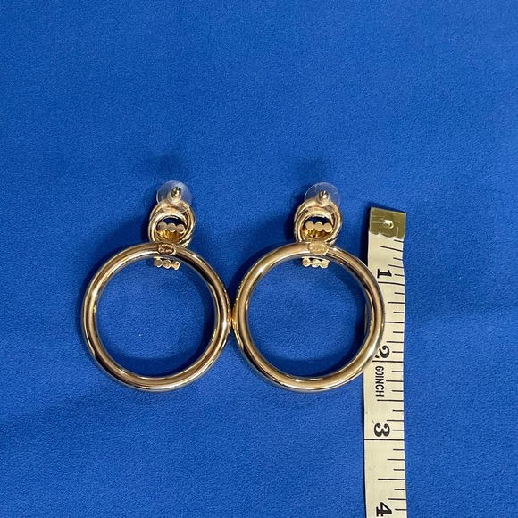 Kenneth Jay Lane Gold Hoop Earrings - Picture 3 of 5